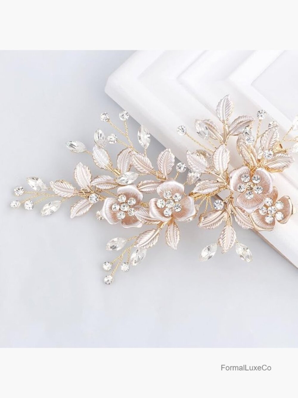 Handmade Wedding Hair Comb Clip Rhinestone Bridal Barrette Floral
